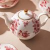 Red Rose Porcelain Tea Set for One with Gold Embellishments - 4