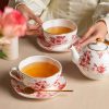 Red Rose Porcelain Tea Set for One with Gold Embellishments - 6