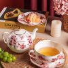 Red Rose Porcelain Tea Set for One with Gold Embellishments - 3