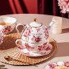 Red Rose Porcelain Tea Set for One with Gold Embellishments - 1