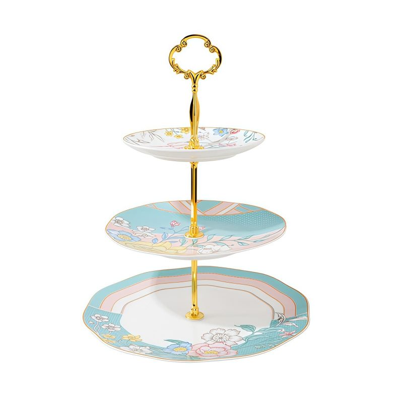 Etagere „Milan Garden“ – Floraler Cupcake-Ständer aus Bone China in Blau & Rosa Milan Garden Floral Bone China Cupcake Stand - Blue & Pink - 4