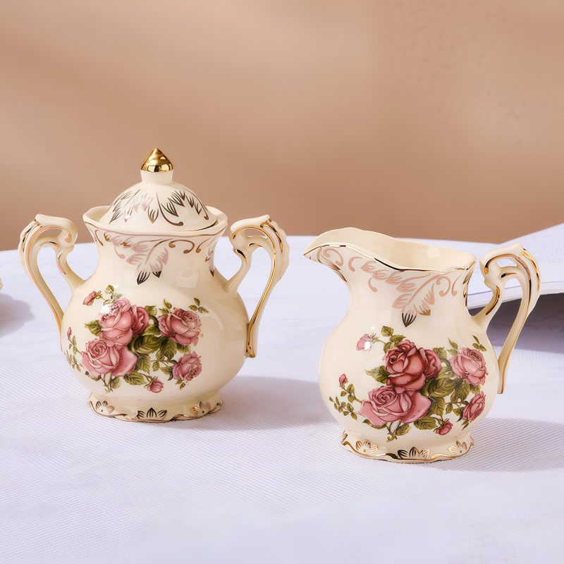 Vintage English Rose Porcelain Tea Set | Elegant Teapot & Cups - 3