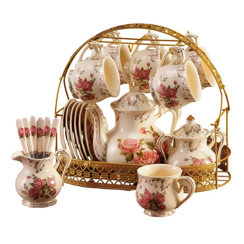 Vintage English Rose Porcelain Tea Set | Elegant Teapot & Cups - 1