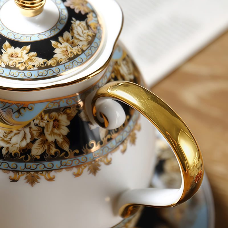 Tea-for-One-Set aus Bone China mit gelbem Vintage-Blumenmuster Yellow Floral Vintage Bone China Tea for One Set - 5