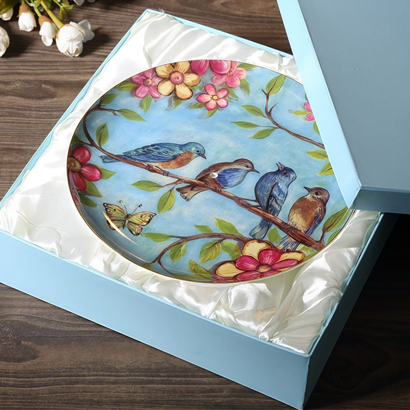 Etagere „Blue Bird Floral“ aus feinstem Bone China Blue Bird Floral Bone China Tiered Cake Stand - Elegant Dessert Server - 5