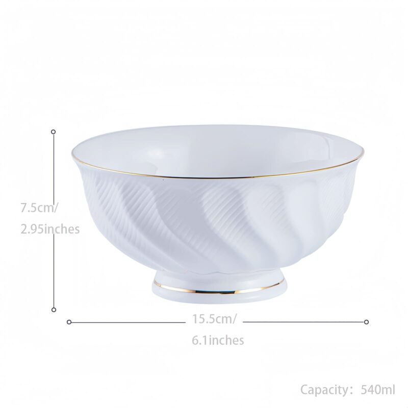 Handgefertigtes Bone-China-Geschirrset in Reinweiß mit Goldrand Pure White Handcrafted Bone China Dinnerware Set with Gold Edge - 16