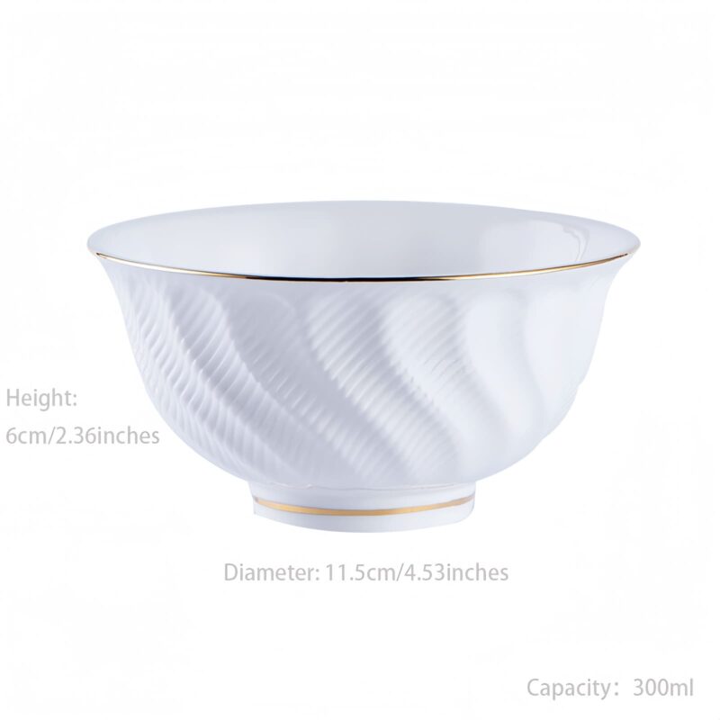 Handgefertigtes Bone-China-Geschirrset in Reinweiß mit Goldrand Pure White Handcrafted Bone China Dinnerware Set with Gold Edge - 11