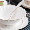 Handgefertigtes Bone-China-Geschirrset in Reinweiß mit Goldrand Pure White Handcrafted Bone China Dinnerware Set with Gold Edge - 18