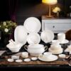 Handgefertigtes Bone-China-Geschirrset in Reinweiß mit Goldrand Pure White Handcrafted Bone China Dinnerware Set with Gold Edge - 6