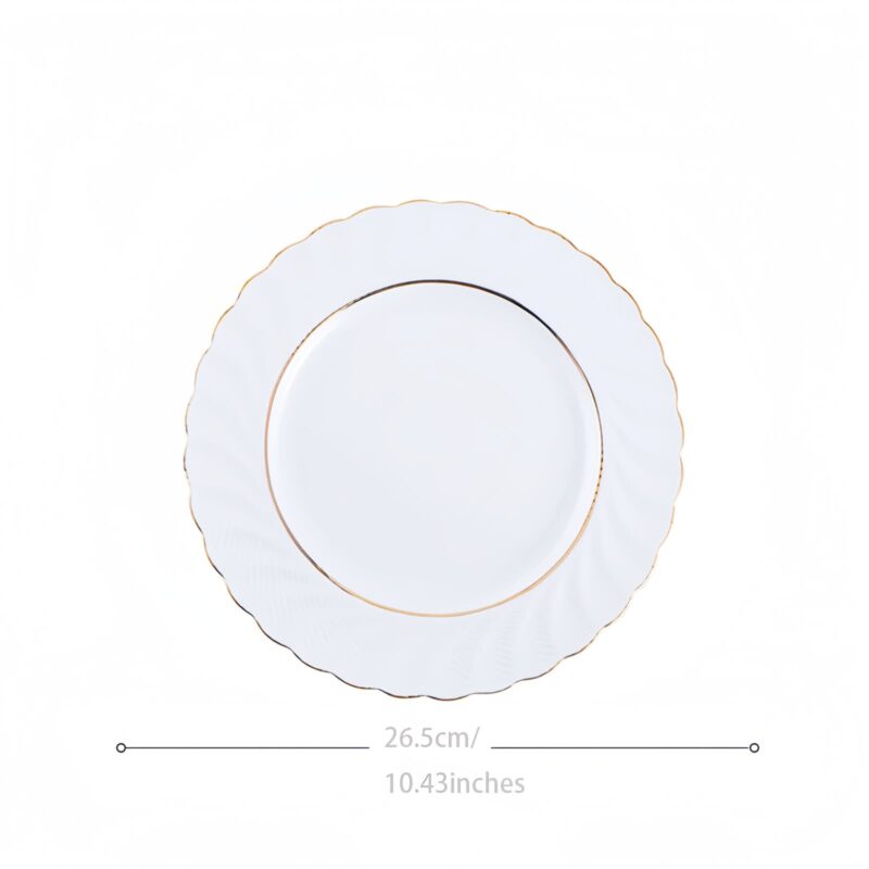 Handgefertigtes Bone-China-Geschirrset in Reinweiß mit Goldrand Pure White Handcrafted Bone China Dinnerware Set with Gold Edge - 3