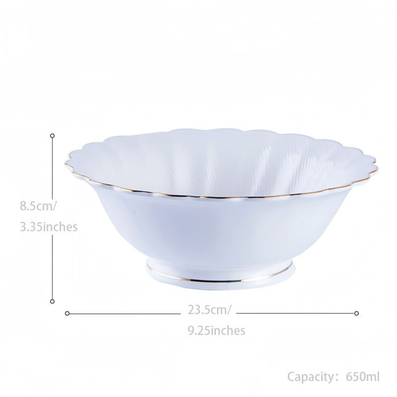 Handgefertigtes Bone-China-Geschirrset in Reinweiß mit Goldrand Pure White Handcrafted Bone China Dinnerware Set with Gold Edge - 20