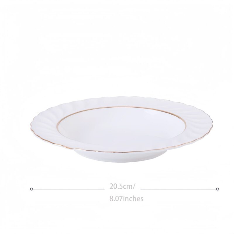Handgefertigtes Bone-China-Geschirrset in Reinweiß mit Goldrand Pure White Handcrafted Bone China Dinnerware Set with Gold Edge - 19