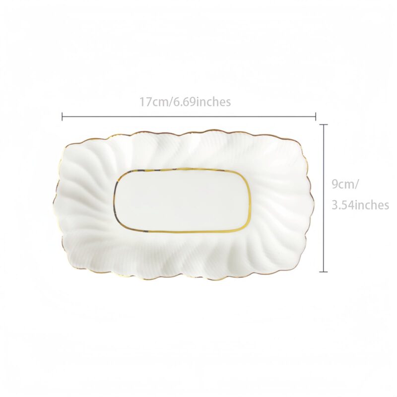 Handgefertigtes Bone-China-Geschirrset in Reinweiß mit Goldrand Pure White Handcrafted Bone China Dinnerware Set with Gold Edge - 23