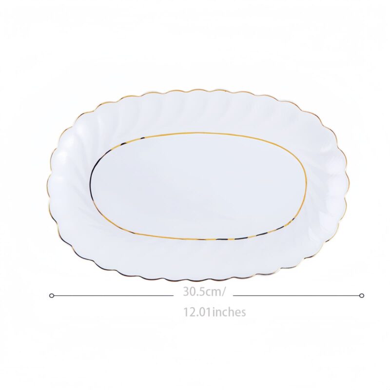 Handgefertigtes Bone-China-Geschirrset in Reinweiß mit Goldrand Pure White Handcrafted Bone China Dinnerware Set with Gold Edge - 5
