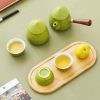Mobiles Keramik-Tee-Set mit Schneeflocken-Glasur und Echtholzgriff Snowflake Glaze Ceramic Travel Tea Set with Wooden Handle & Case - 6
