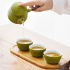 Mobiles Keramik-Tee-Set mit Schneeflocken-Glasur und Echtholzgriff Snowflake Glaze Ceramic Travel Tea Set with Wooden Handle & Case - 3