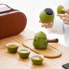 Mobiles Keramik-Tee-Set mit Schneeflocken-Glasur und Echtholzgriff Snowflake Glaze Ceramic Travel Tea Set with Wooden Handle & Case - 2