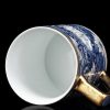 Teetasse aus Porzellan mit Seladon-Muster, Goldgriff, Goldrand, Teesieb und Deckel Celadon Porcelain Tea Mug with Gold Handle, Infuser & Lid | Elegant Steep Cup - 6