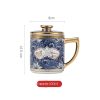 Teetasse aus Porzellan mit Seladon-Muster, Goldgriff, Goldrand, Teesieb und Deckel Celadon Porcelain Tea Mug with Gold Handle, Infuser & Lid | Elegant Steep Cup - 1