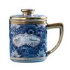 Teetasse aus Porzellan mit Seladon-Muster, Goldgriff, Goldrand, Teesieb und Deckel Celadon Porcelain Tea Mug with Gold Handle, Infuser & Lid | Elegant Steep Cup - 9