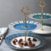 2-stöckige Etagere aus Bone China mit Goldakzenten 2-Tiered Bone China Cupcake Stand with Gold Accent | Elegant Serving Tray - 5