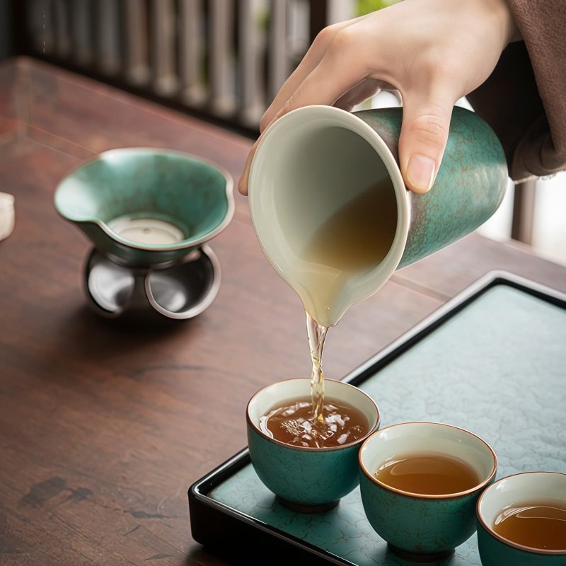 Japanisches Gongfu-Teeset „Grüner Lotus“ mit Teetablett Green Lotus Japanese Gongfu Tea Set with Tray | Authentic Ceremony - 5