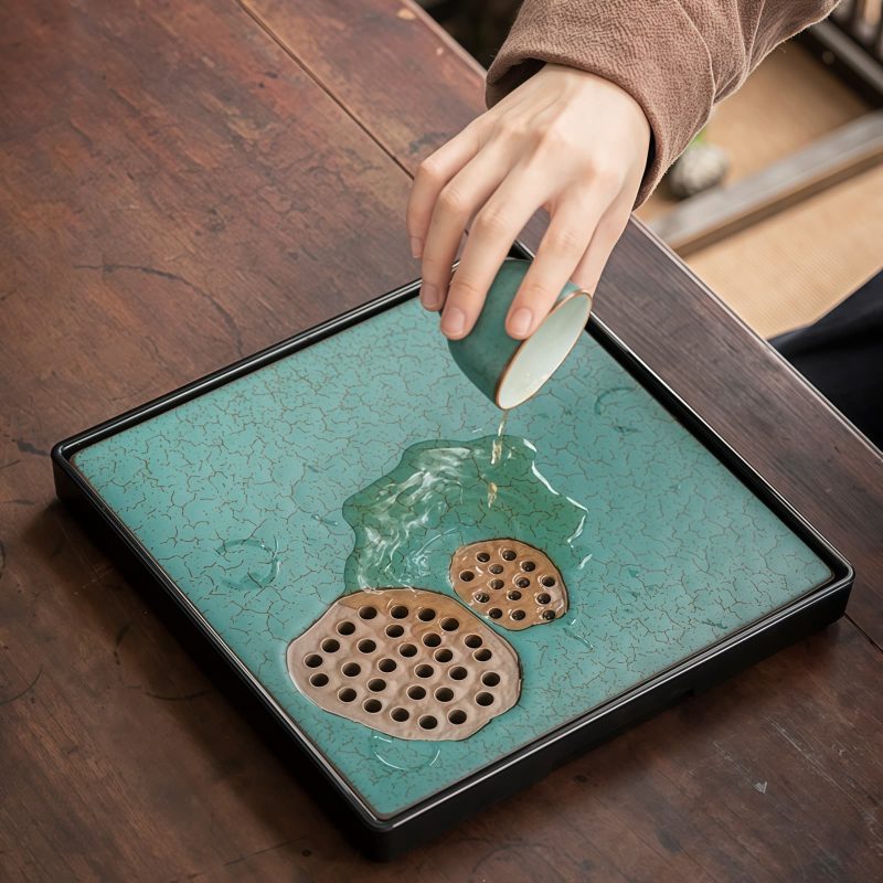 Japanisches Gongfu-Teeset „Grüner Lotus“ mit Teetablett Green Lotus Japanese Gongfu Tea Set with Tray | Authentic Ceremony - 6