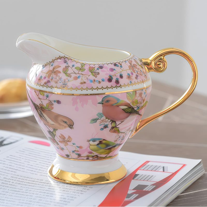Teeservice „Pink Bird“ aus feinem Bone China mit Goldakzenten Pink Bird Bone China Tea Set with Gold Accents | Elegant English Teapot Set - 3