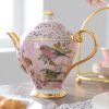 Teeservice „Pink Bird“ aus feinem Bone China mit Goldakzenten Pink Bird Bone China Tea Set with Gold Accents | Elegant English Teapot Set - 2