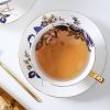 Blue Floral Bone China Tea Cup & Saucer Set - Gold Accents - 5