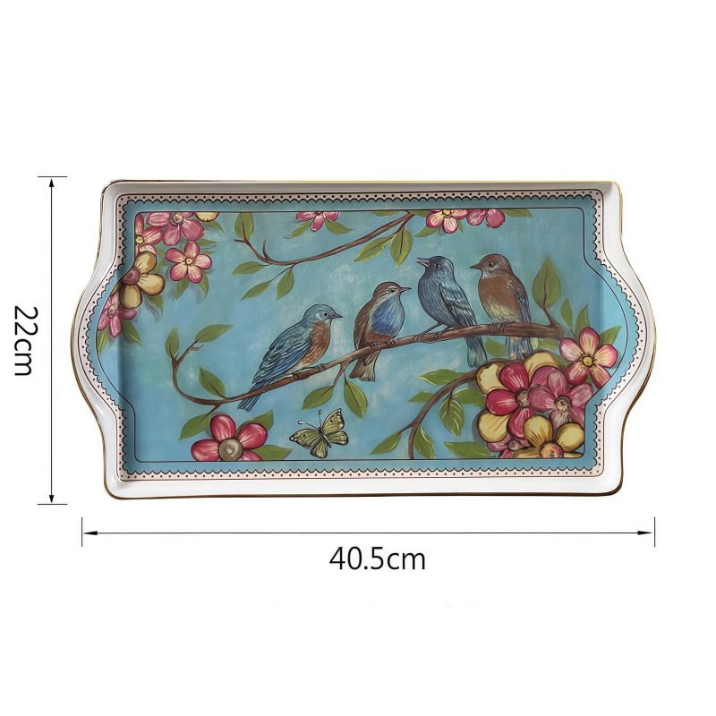 Fine-Bone-China-Teetablett „Bluebird Forest“ mit Tragegriffen Bluebird Forest Bone China Tea Tray with Raised Handles - 5