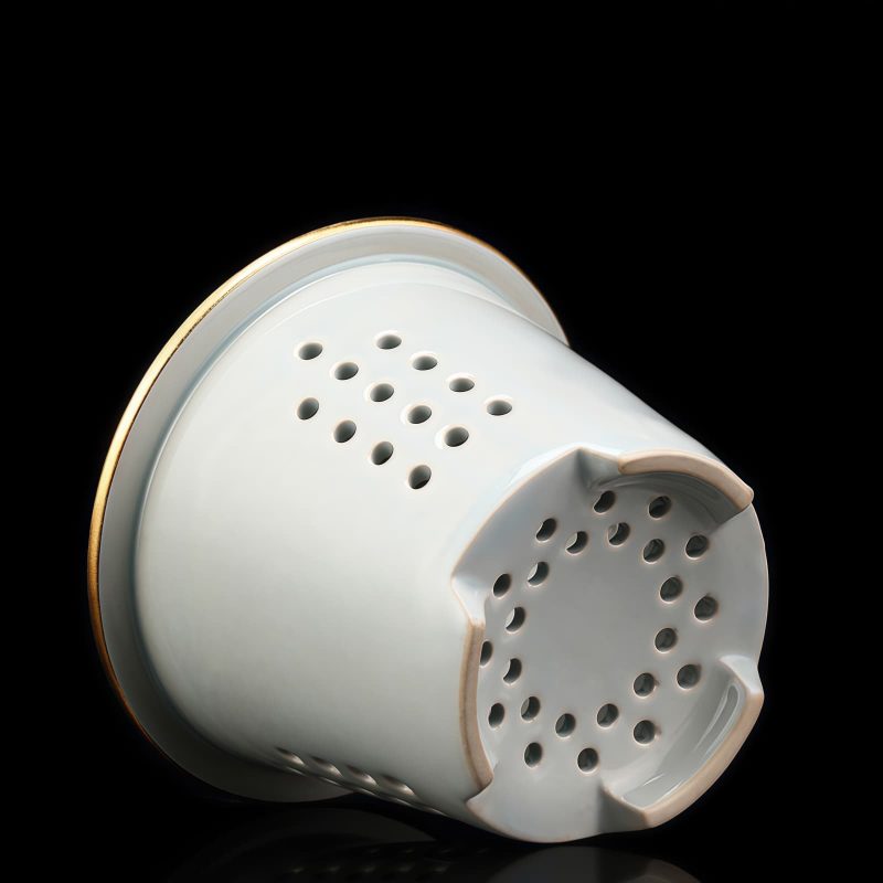 Floating Jade Porcelain Tea Mug with Infuser, Lid & Coaster - 7