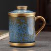 Floating Jade Porcelain Tea Mug with Infuser, Lid & Coaster - 2