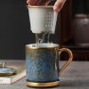 Floating Jade Porcelain Tea Mug with Infuser, Lid & Coaster - 6