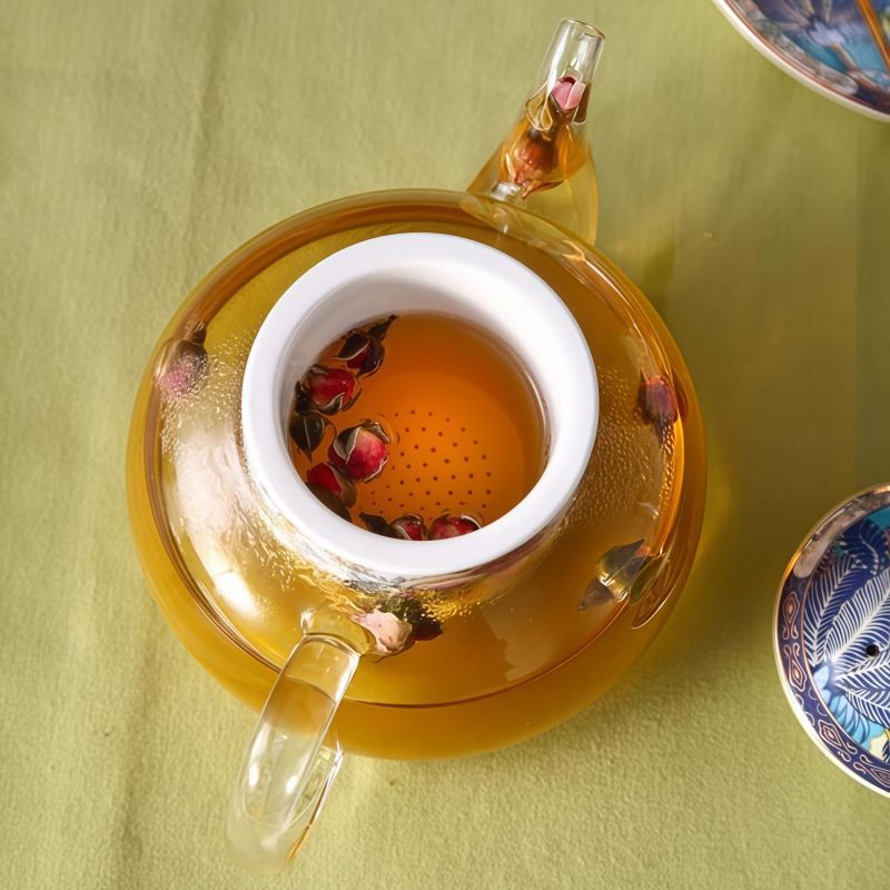 Feicui Bone China Teeservice mit Stövchen und Blumenmuster Feicui Chinese Floral Bone China Tea Set with Warmer - 2