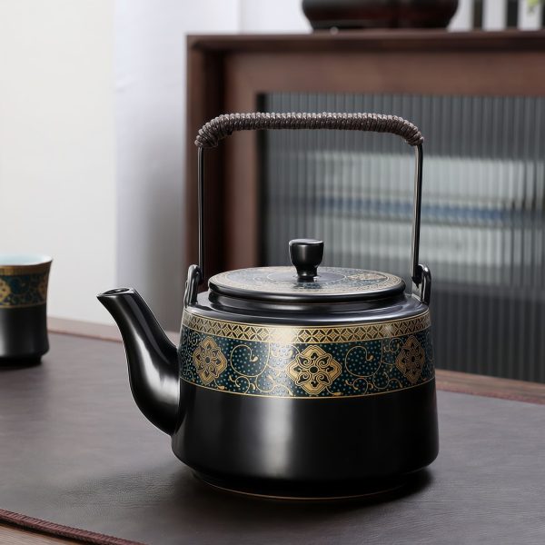 Classic Chinese Ceramic Tea Set with Tray - Traditional Teapot & Cups - 1