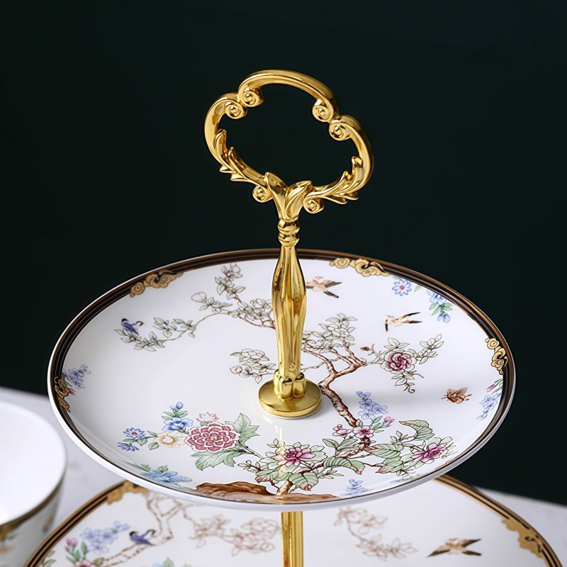 3-stöckige Etagere aus Bone China im Phoenix-Design Phoenix Design 3-Tier Bone China Cake Stand | Elegant Serving Tray - 2