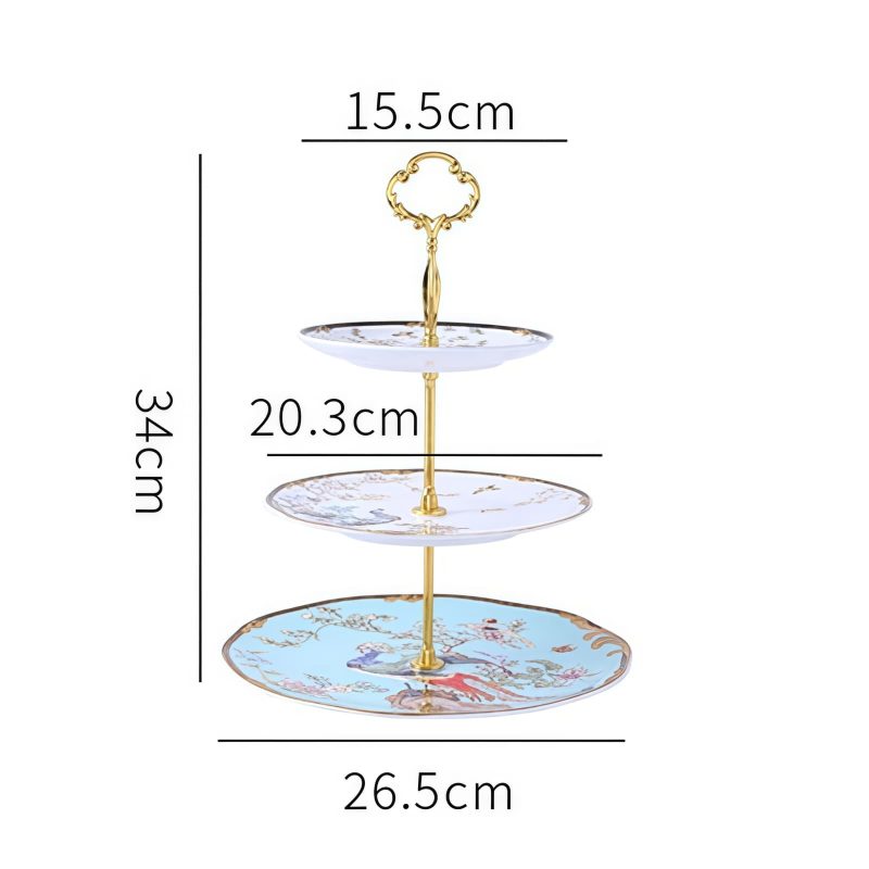 3-stöckige Etagere aus Bone China im Phoenix-Design Phoenix Design 3-Tier Bone China Cake Stand | Elegant Serving Tray - 5