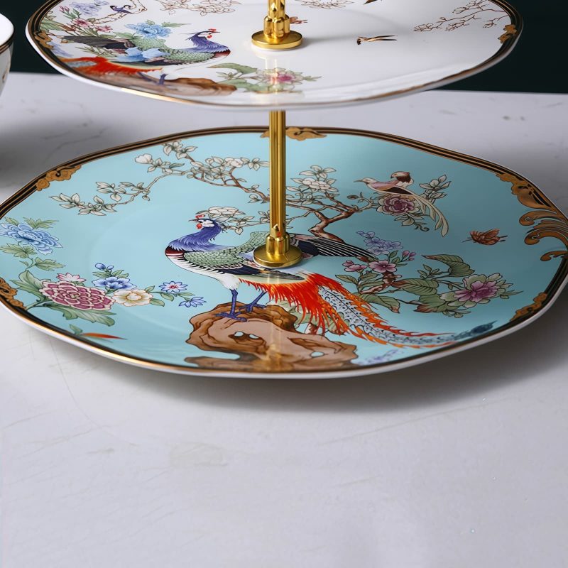 3-stöckige Etagere aus Bone China im Phoenix-Design Phoenix Design 3-Tier Bone China Cake Stand | Elegant Serving Tray - 4