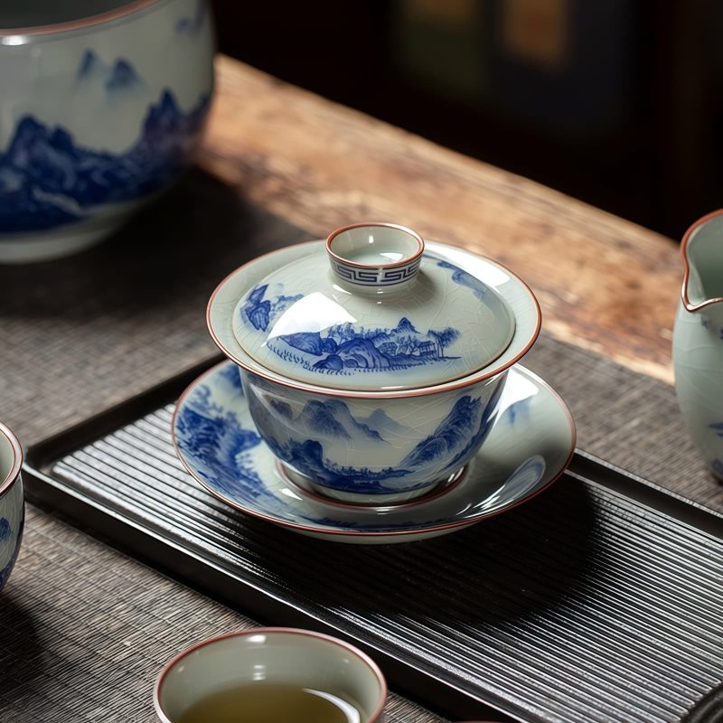 Jingdezhen Chinese Gongfu Tea Set - Blue & White Porcelain - 8