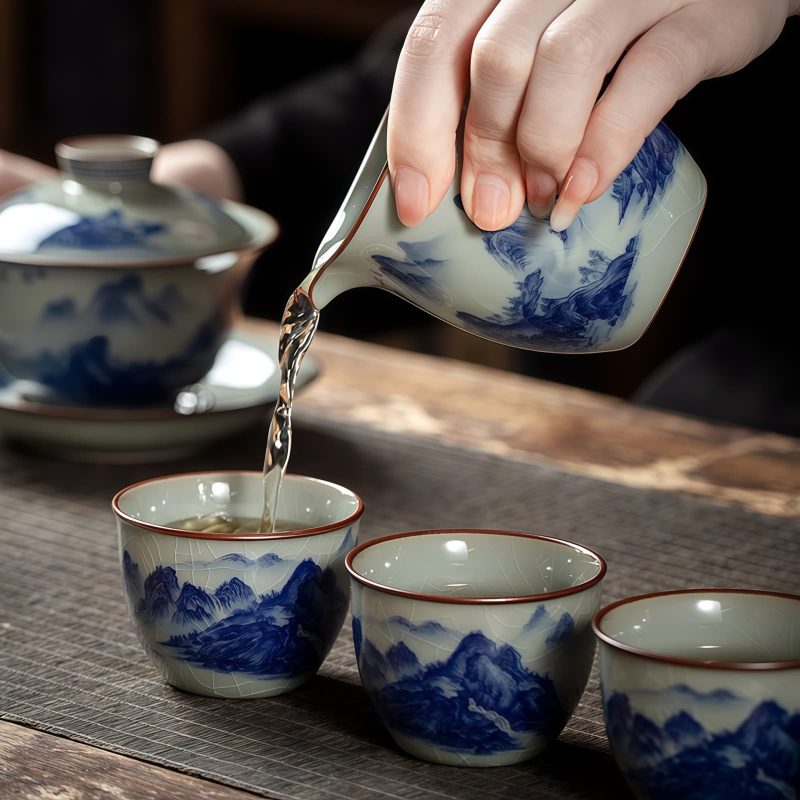 Jingdezhen Chinese Gongfu Tea Set - Blue & White Porcelain - 5