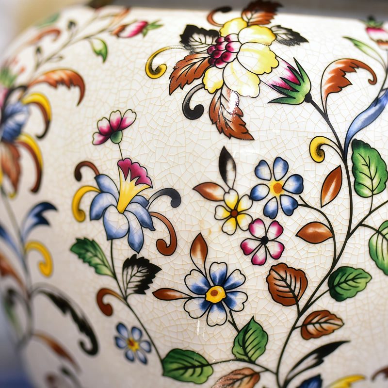 Sechseckige Keramik-Teedose mit floralem Muster Floral Hexagonal Ceramic Tea Caddy: Storage Canister - 4