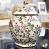 Sechseckige Keramik-Teedose mit floralem Muster Floral Hexagonal Ceramic Tea Caddy: Storage Canister - 1
