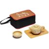Yixing-Reisetee-Set mit Vogel-Blumen-Motiv für eine Person Bird Flower Yixing Purple Clay Travel Tea Set for One with Tray - 7
