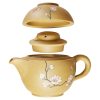 Yixing-Reisetee-Set mit Vogel-Blumen-Motiv für eine Person Bird Flower Yixing Purple Clay Travel Tea Set for One with Tray - 1