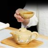 Yixing-Reisetee-Set mit Vogel-Blumen-Motiv für eine Person Bird Flower Yixing Purple Clay Travel Tea Set for One with Tray - 5