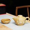 Yixing-Reisetee-Set mit Vogel-Blumen-Motiv für eine Person Bird Flower Yixing Purple Clay Travel Tea Set for One with Tray - 4