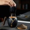 Teebecher aus Porzellan mit Feinsilber-Vergoldung, Holzgriff, Teesieb, Deckel und Untersetzer Gilded Silver Porcelain Tea Mug with Wood Handle & Infuser - 4