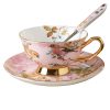 Teetassen-Set aus Bone China mit rosafarbenem Vogel- und Blumenmotiv und Goldrand Pink Bird Floral Bone China Tea Cup & Saucer Set with Gold Accents - 6