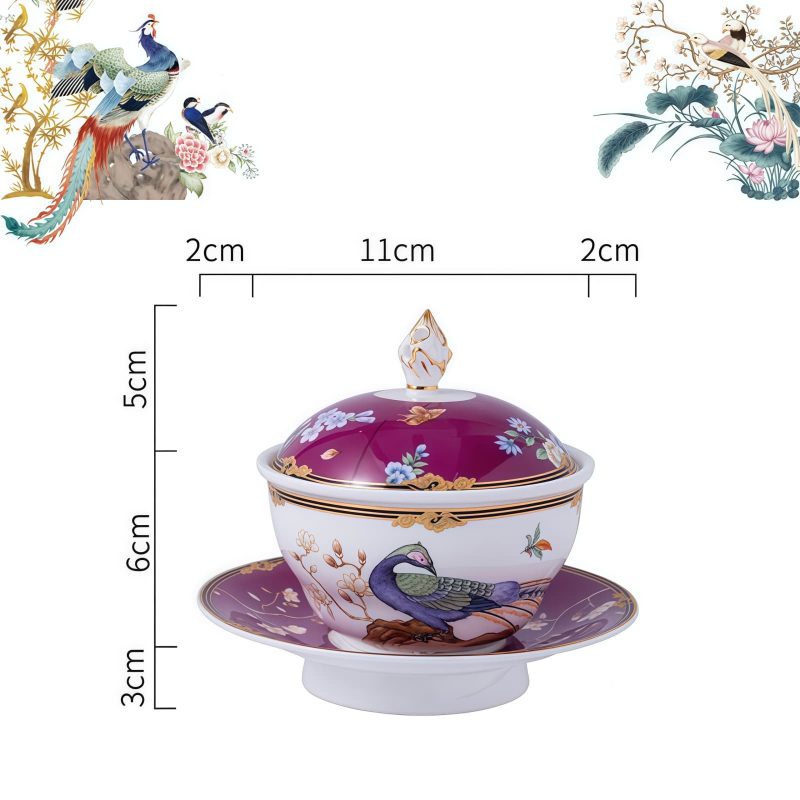 Handgefertigtes Bone-China-Geschirrset „Purple Phoenix“ mit Goldrand INGRI Purple Phoenix Bone China Tableware - Handcrafted Individual Piece - 27